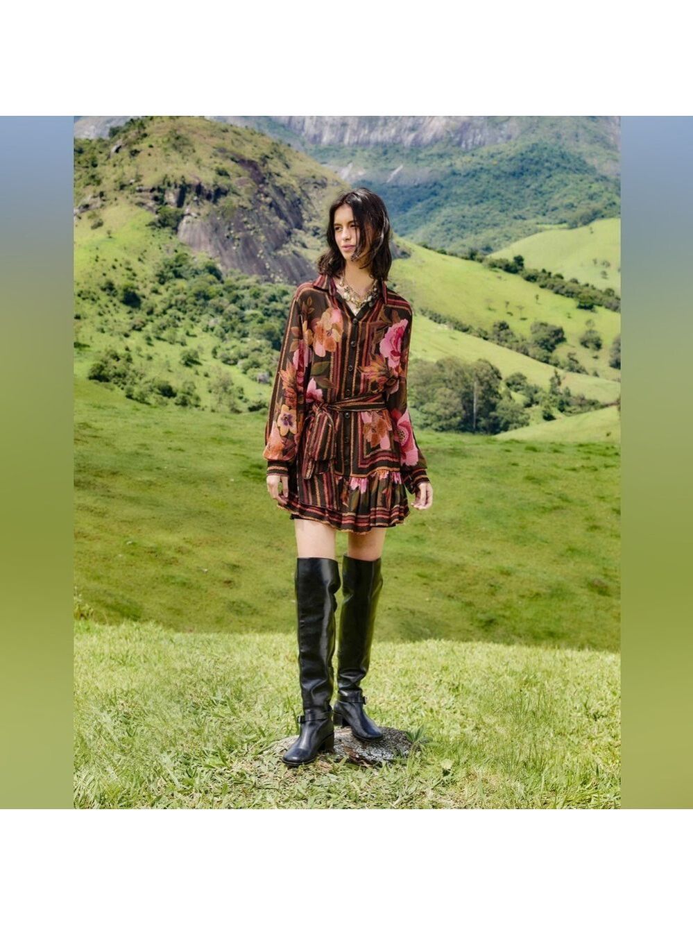 Farm Rio Black Chenille Mini Dress